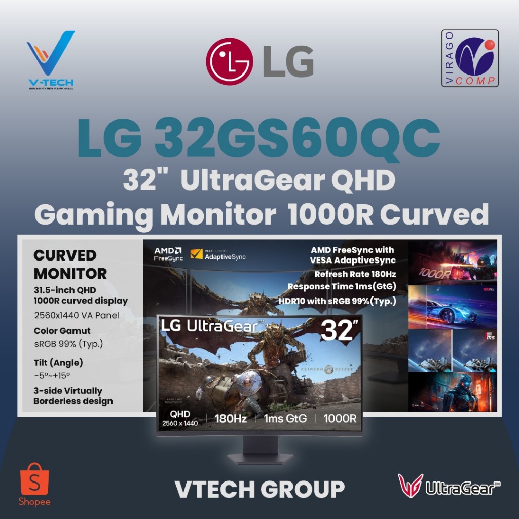 MONITOR LG UltraGear 32GS60QC CURVED