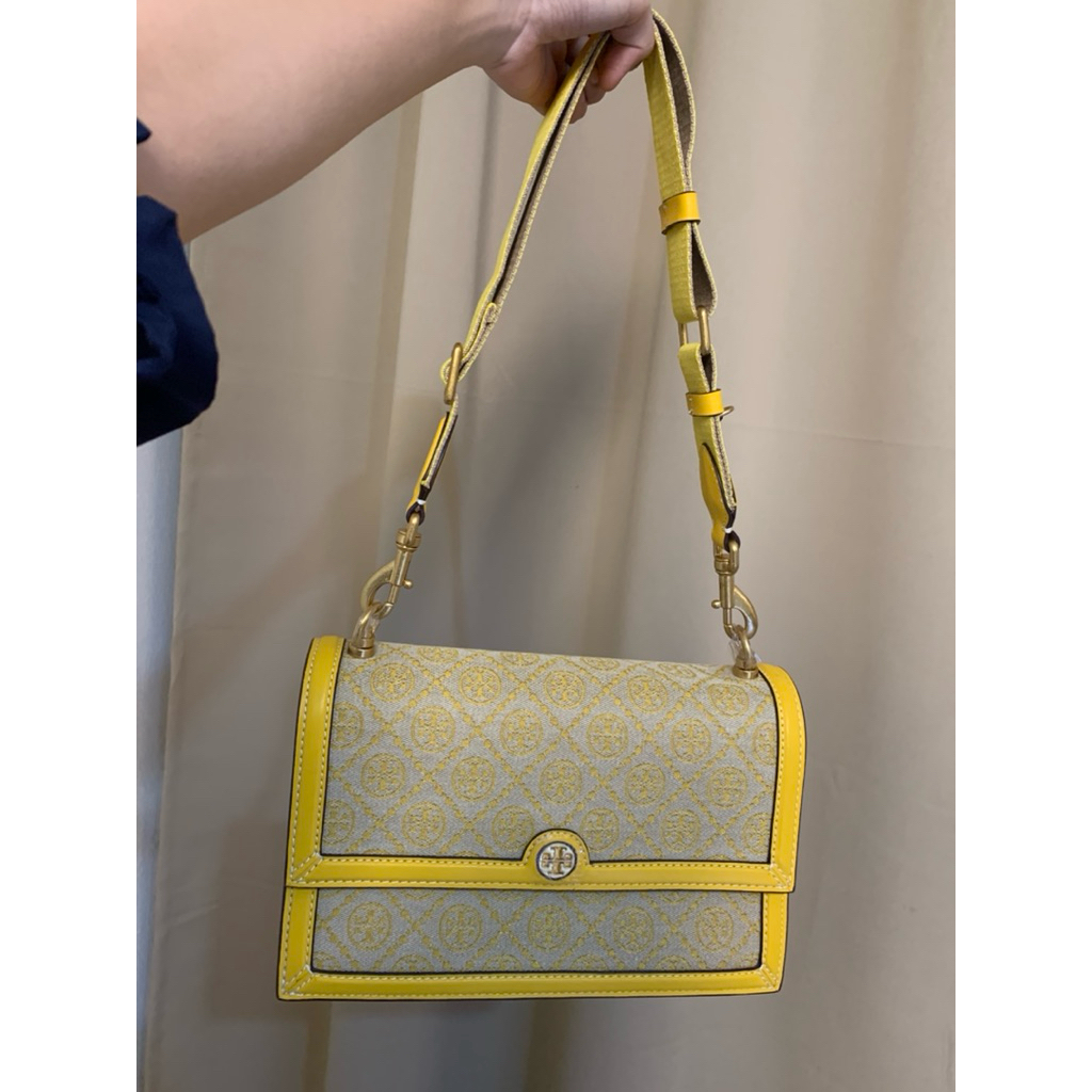 TB Monogram Jacquard Shoulder Bag (1612) - Yellow