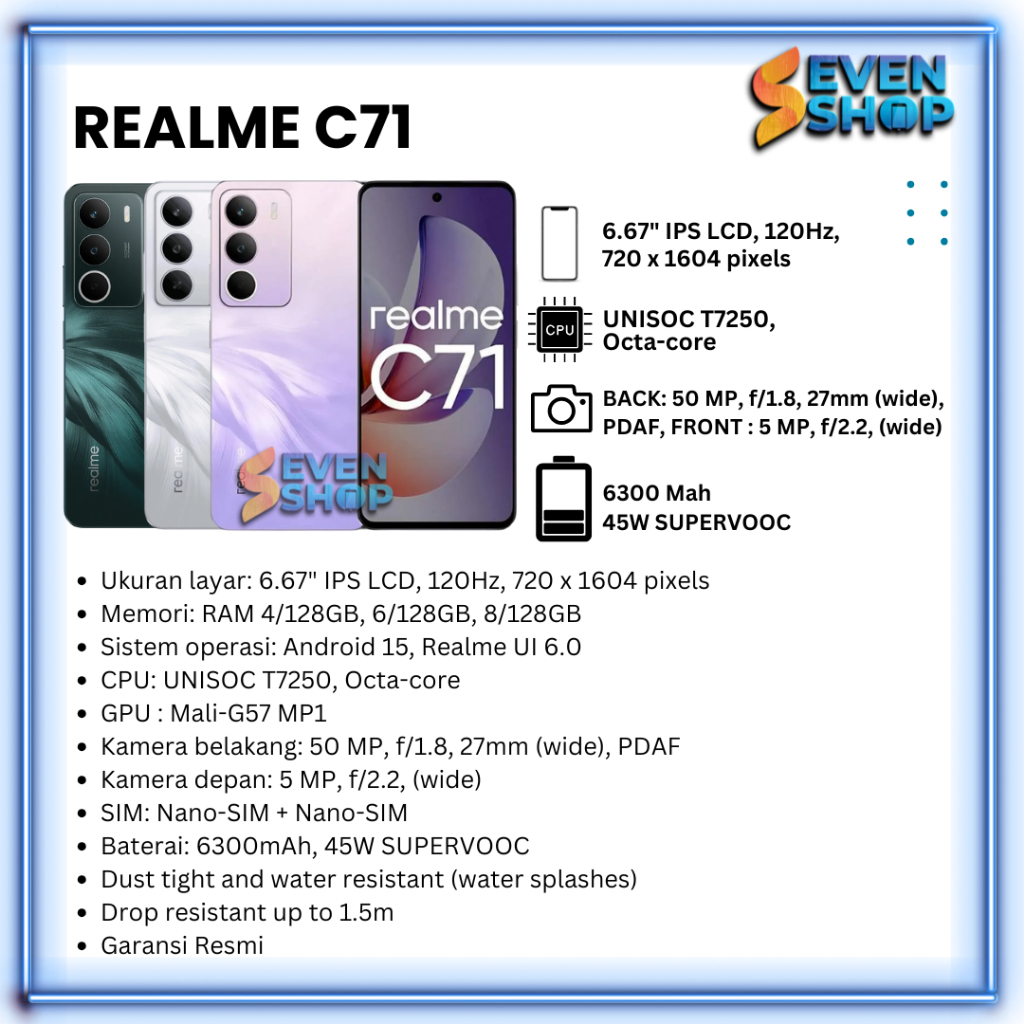 REALME C71 RAM 4/128GB 6/128GB 8/128GB GARANSI RESMI 12 BULAN