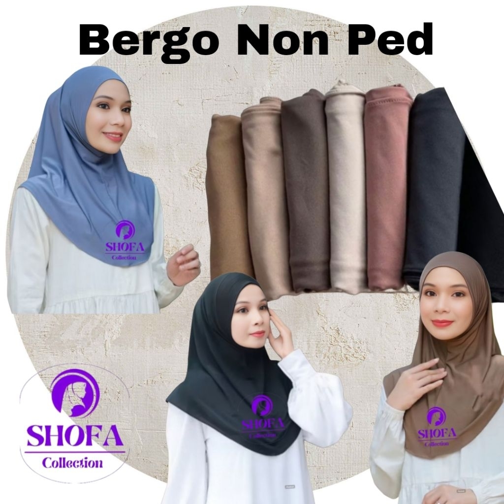 SHOFA Hijab - Bergo Instan Non Pet Premium Ukuran M FREE Pouch