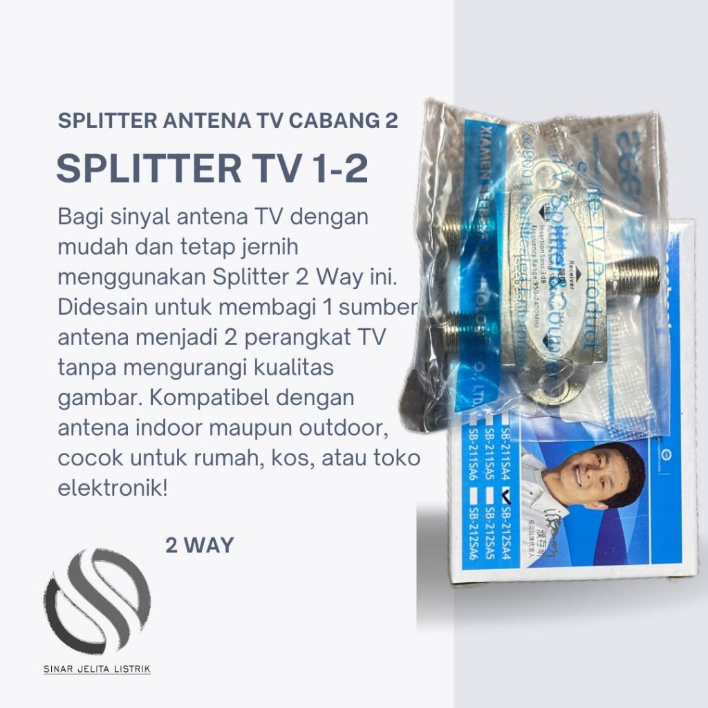 Splitter Antena TV Cabang 2 | Spliter Signal TV 2 Sambungan | Splitter Pembagi Cabang Kabel Antena
