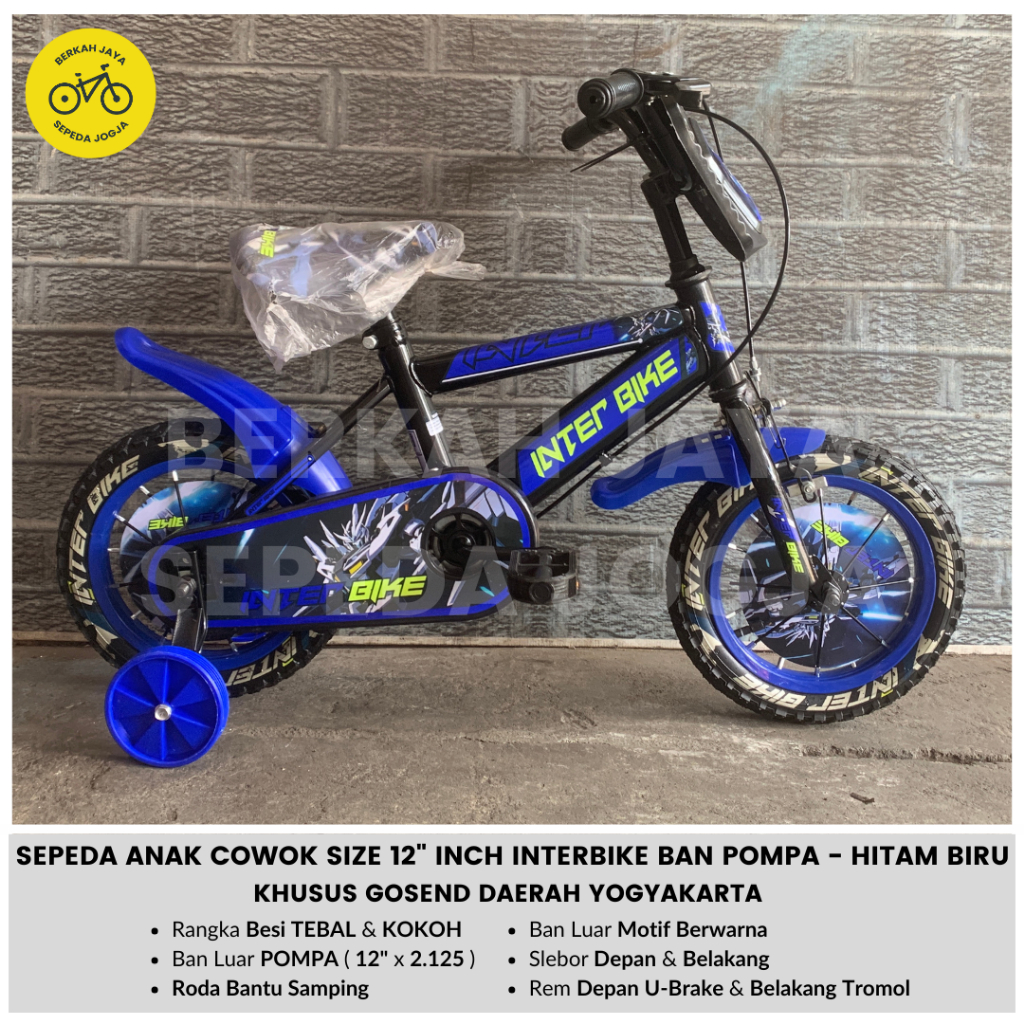 Sepeda Anak Cowok 12 inch BMX Interbike Inter Bike Ban Pompa
