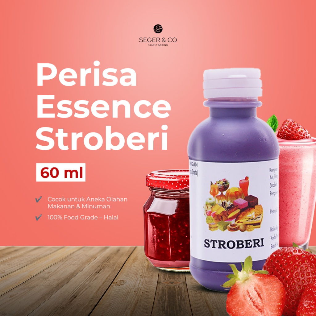

Seger & Co Stroberi Essence Pasta Perisa Makanan 60ml | Bahan Tambahan Pangan Makanan & Minuman Halal Food Grade