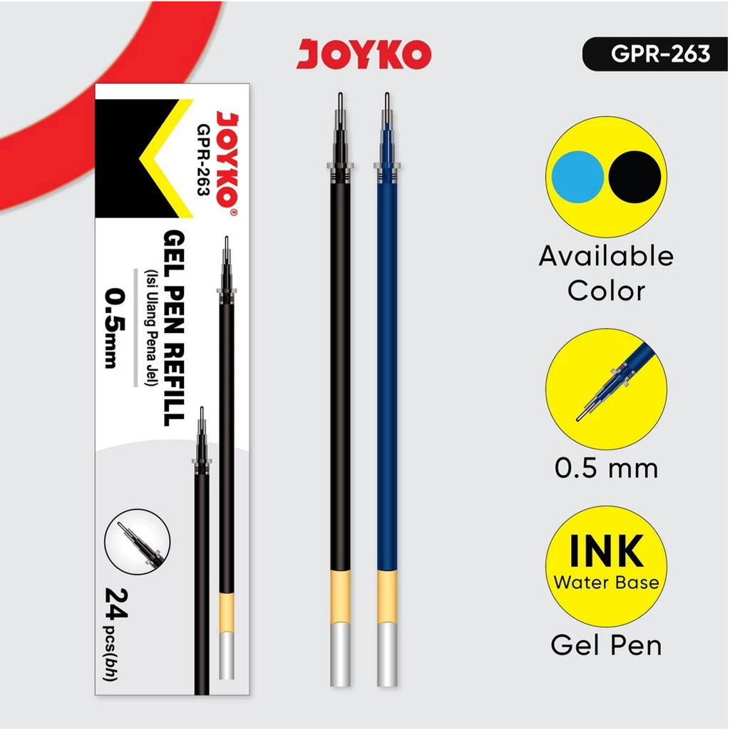 

JOYKO Gel Pen Refill Isi Ulang Pen 1 Pack GPR-263 Isi 24 Pcs