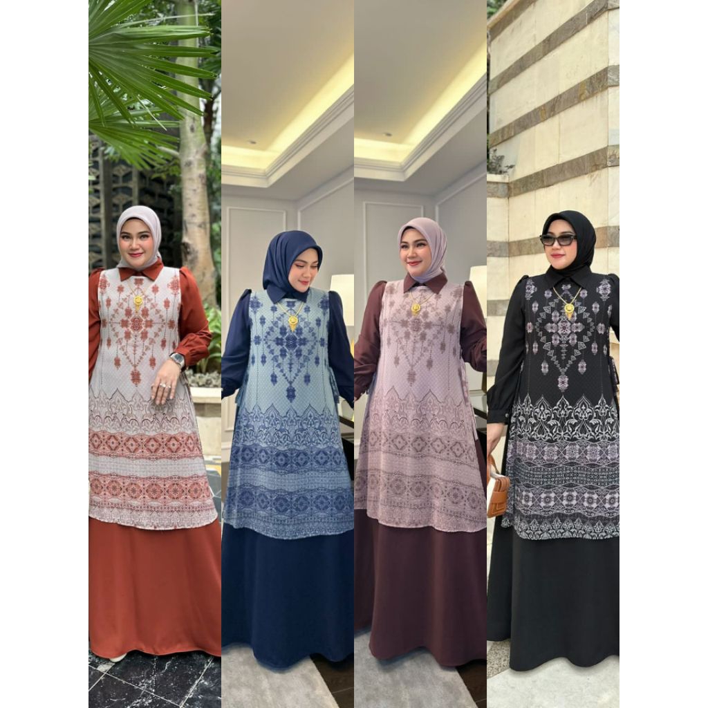 BISA COD) READY GAMIS GLORIA  DRESS ORI IRNA EMERALD /OOTD LEBARAN