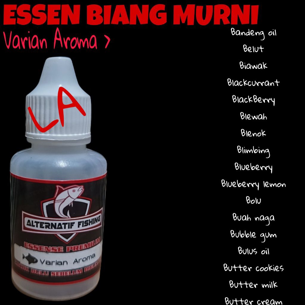 ESSEN BIANG MURNI 100% ASLI 10-30ML BERBAGAI MACAM AROMA HURUF - B Bandeng oil Belut Biawak Blackcur