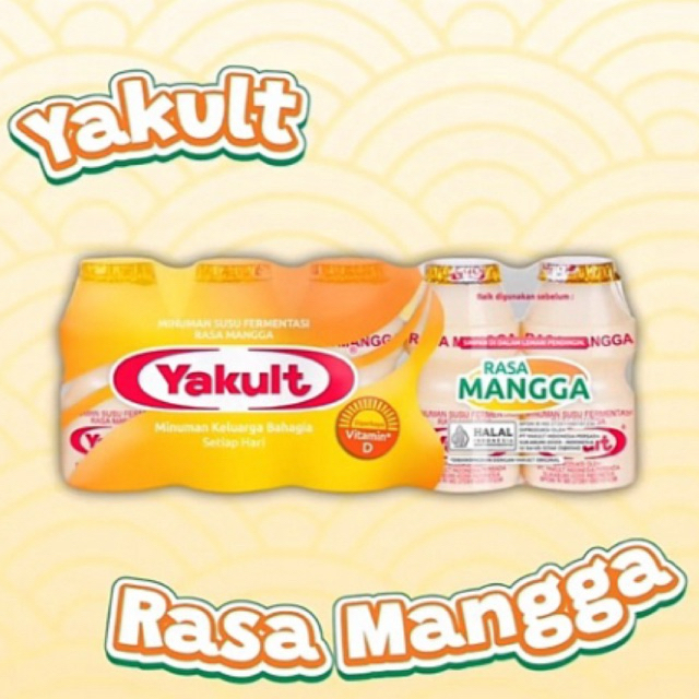 

YAKULT RASA MANGGA ISI 5 x 65ml/YAKULT RASA BARU/YAKULT VIRAL/YAKULT MANGGA/YAKULT LIGHT /Yakult Minuman Susu Fermentasi Rasa Mangga 5 x 65 ml/ Yakult Light Minuman Susu Fermentasi 5 x 65 ml