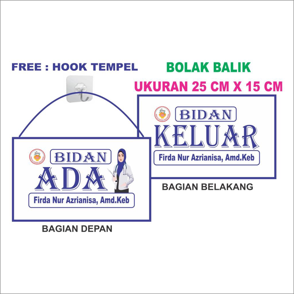 

PAPAN BIDAN ADA /KELUAR ( custom Nama)