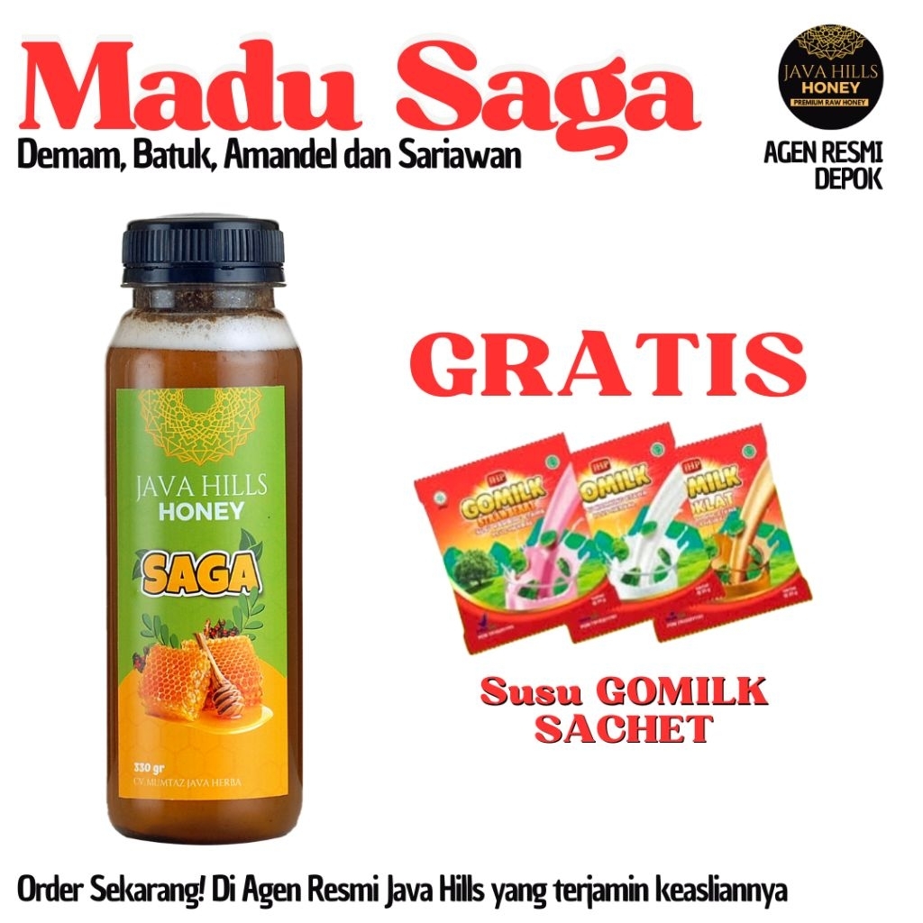 

MADU SAGA HERBAL Javahills Honey Mengatasi Sariawan Batuk pada anak dan dewasa mimisan Asma Diare Sembelit susah buang air besar Radang tenggorokan Panas dalam berat 320gr by Java Hills Honey BPOM JavaHills honey bisa COD Grosir