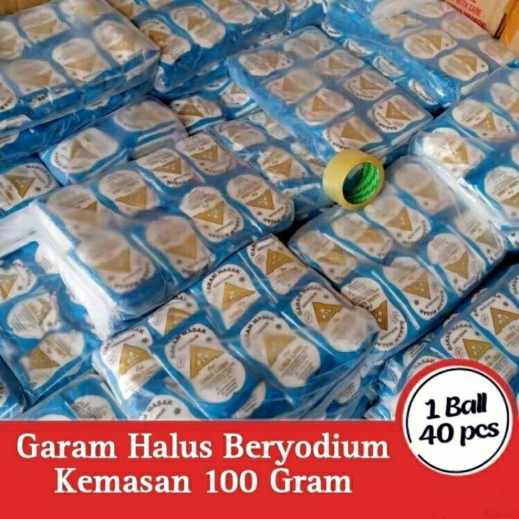 

40pcs Garam Masak Dapur Cap Segitiga Mas Beryoudium Salt Himalaya Termurah Kemasan 100gr