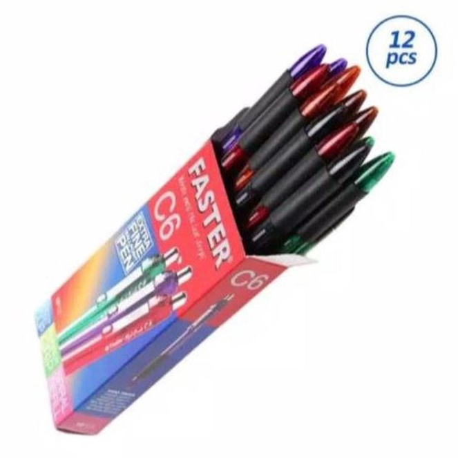 

KODE V44D 12pc Pulpen FASTER C6 Cetek Pen Faster 7mm