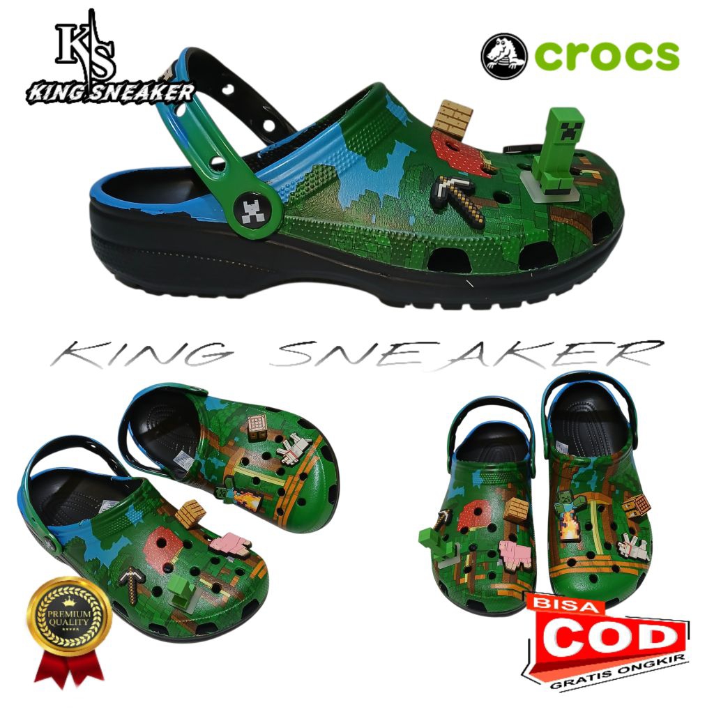 SANDAL CROCS MINECRAFT / SANDAL CROCS UNISEX / SANDAL CROCS DEWASA & ANAK-ANAK / SANDAL CROCS DEWASA