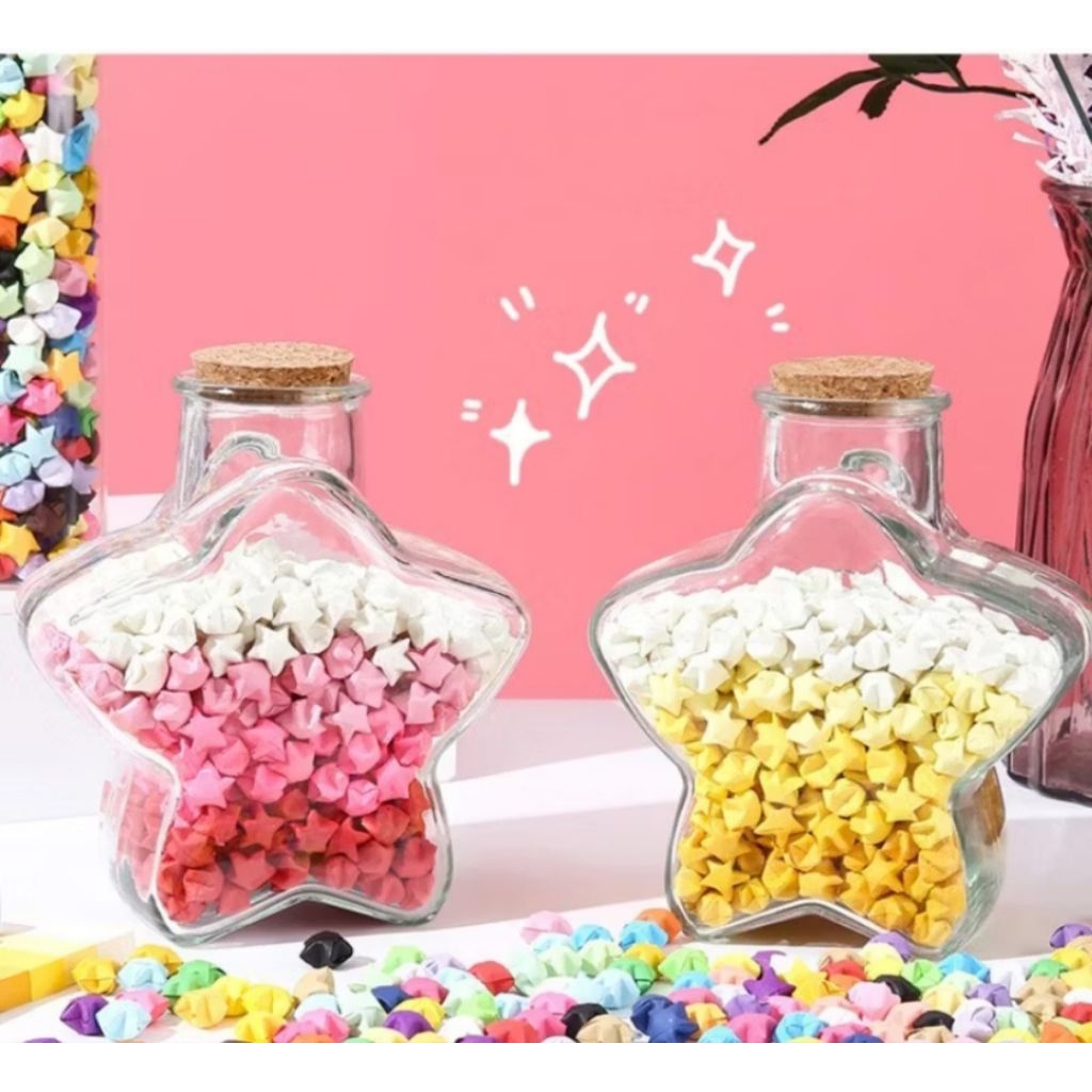 

ISI 100 PCS READY SUDAH JADI LUCKY STAR PAPER CRAFT HANDMADE ORIGAMI BINTANG PREMIUM VIRAL