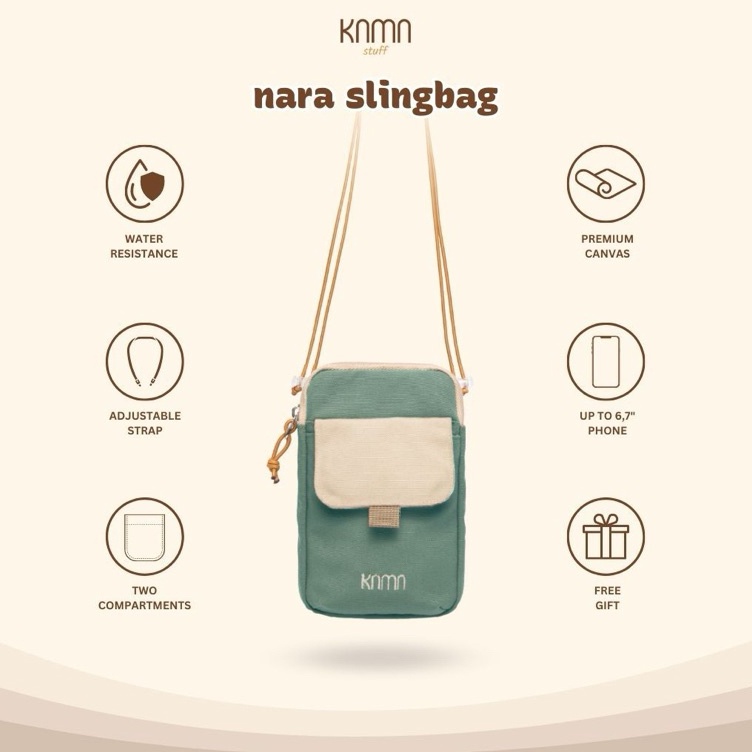 KODE Y96Z Kama Nara Peppermint Sling Bag Kecil  Dompet Handphone Kasual Wanita Pria Anti Air