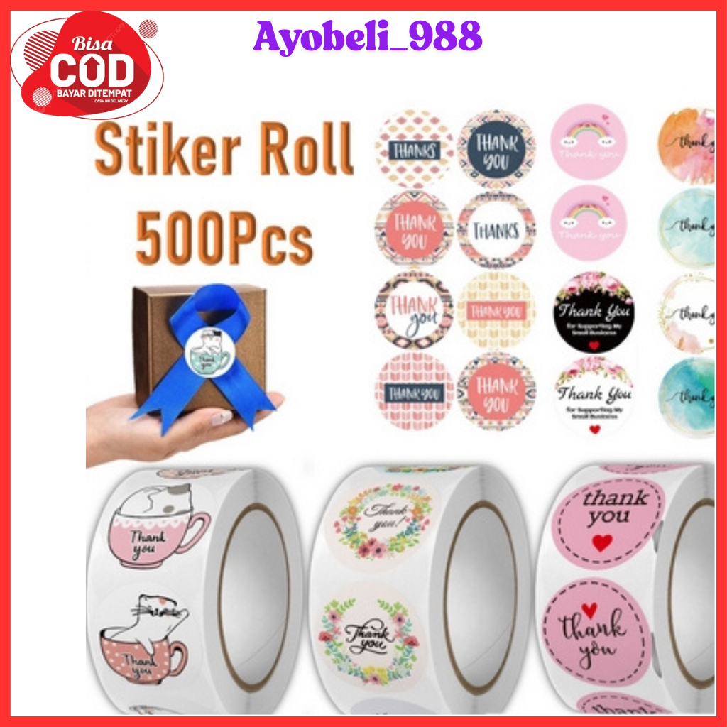 

【COD】【TERMURAH】Sticker Thank You Roll Isi 500 Pcs Stiker Terima Kasih Karakter Batik Love Warna Self Adhesive Seal Label Roll Sticker Thankyou 2Cm Tempelan Ucapan Terimakasih Bulat 500pcs Tempel Segel Order Packing Motif Bunga Love Serbaguna