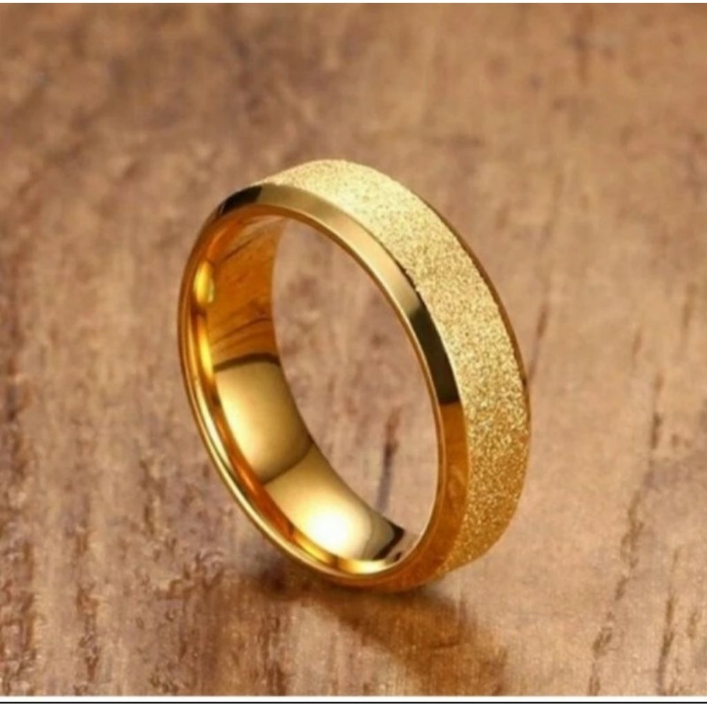 [Free Gift Box] Cincin Titanium Pasir Gold Polos/Cincin Couple/Cincin Tunangan/Cincin Nikah/Cincin L