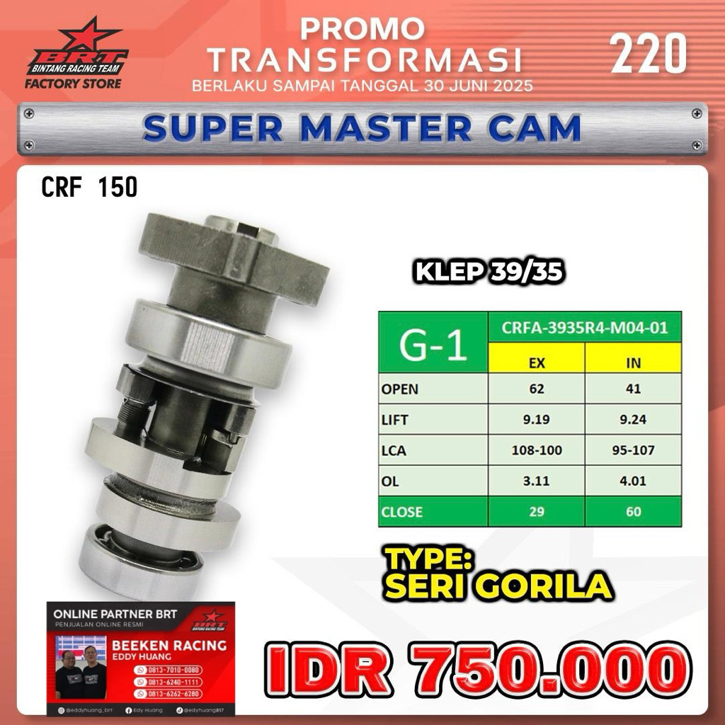Master cam / noken crf BRT seri R