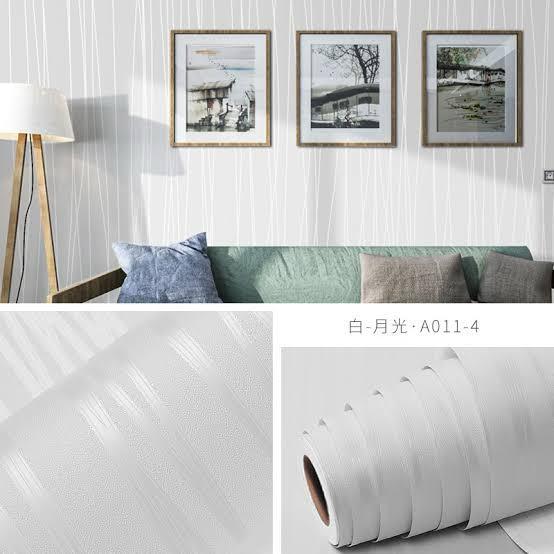 WALLPAPER DINDING MOTIF SERAT WARNA PUTIH /WALLPAPER DINDING SERAT EMBOS MODERN MEWAH/WALLPAPER DIND