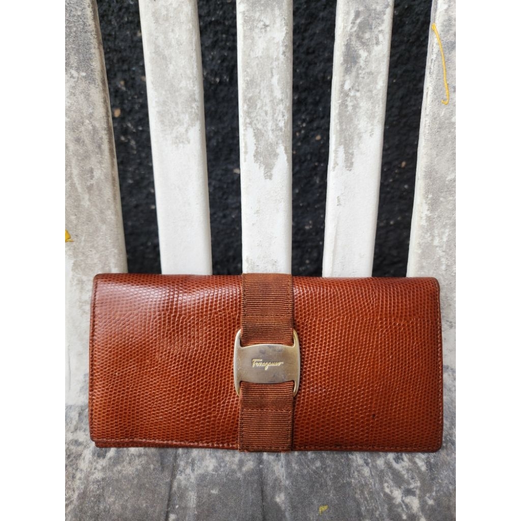 Auth Salvatore Ferragamo Long Letaher Wallet