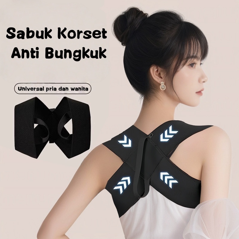 Sabuk korset anti bungkuk bongkok unisex premium Alat terapi penegak punggung badan bahu tulang bela