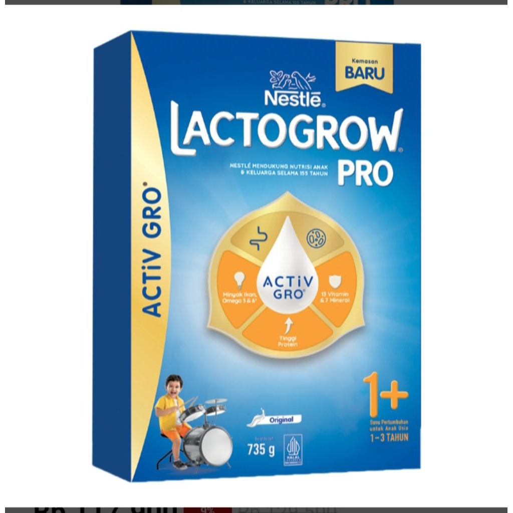

lactogrow 3/pro 1+ susu bubuk pertumbuhan usia 1- 3 thn 735hr