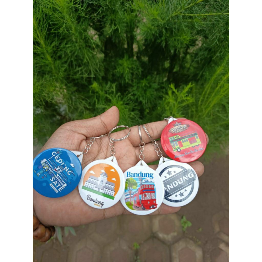 (50pcs) Gantungan Kunci BANDUNG keyychan Icon kota Bandung Ring rantai Besar, Oleh-Oleh Kota Bandung