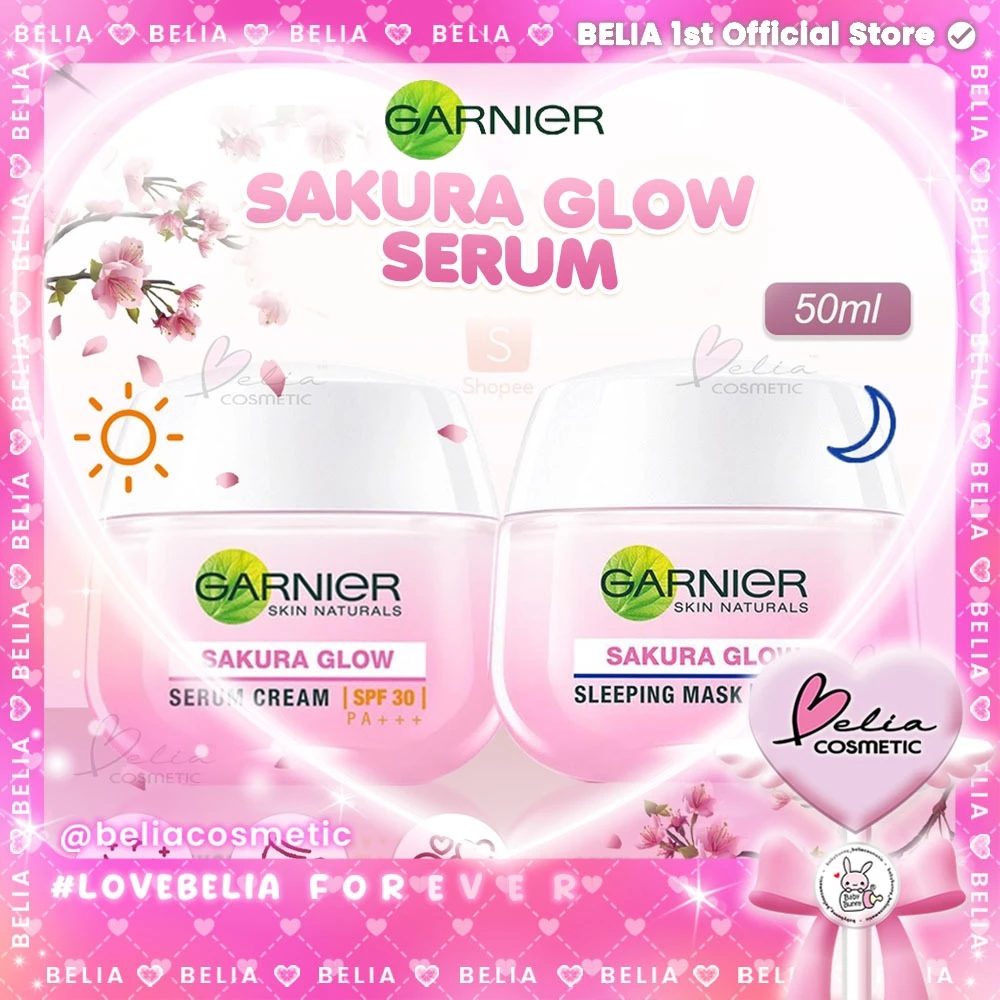 (myr.cosmetic) GARNIER 50ml Sakura White Sakura Glow Whitening Serum Cream Day | Night Cream Krim Pa
