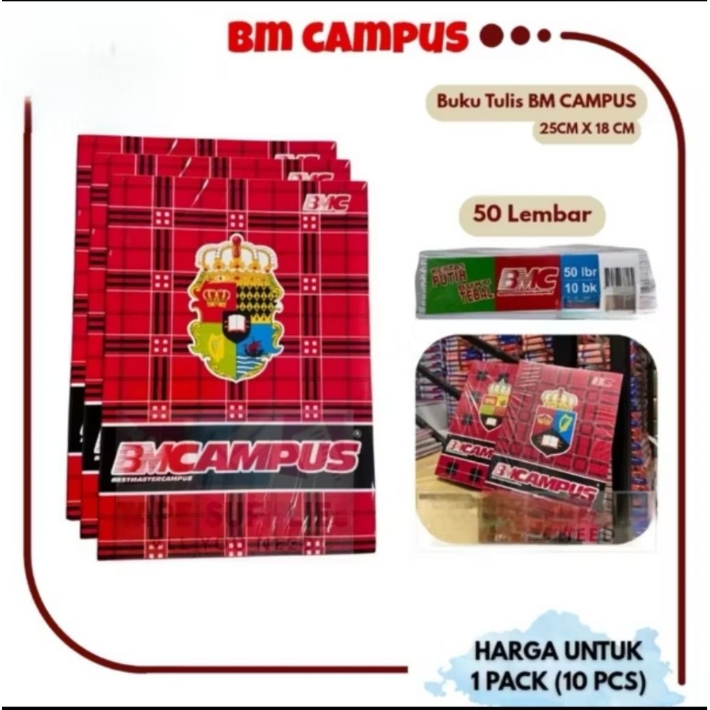 

( COD ) BUKU TULIS BESAR BMCAMPUS 50 LEMBAR 1 PACK ISI 10PCS