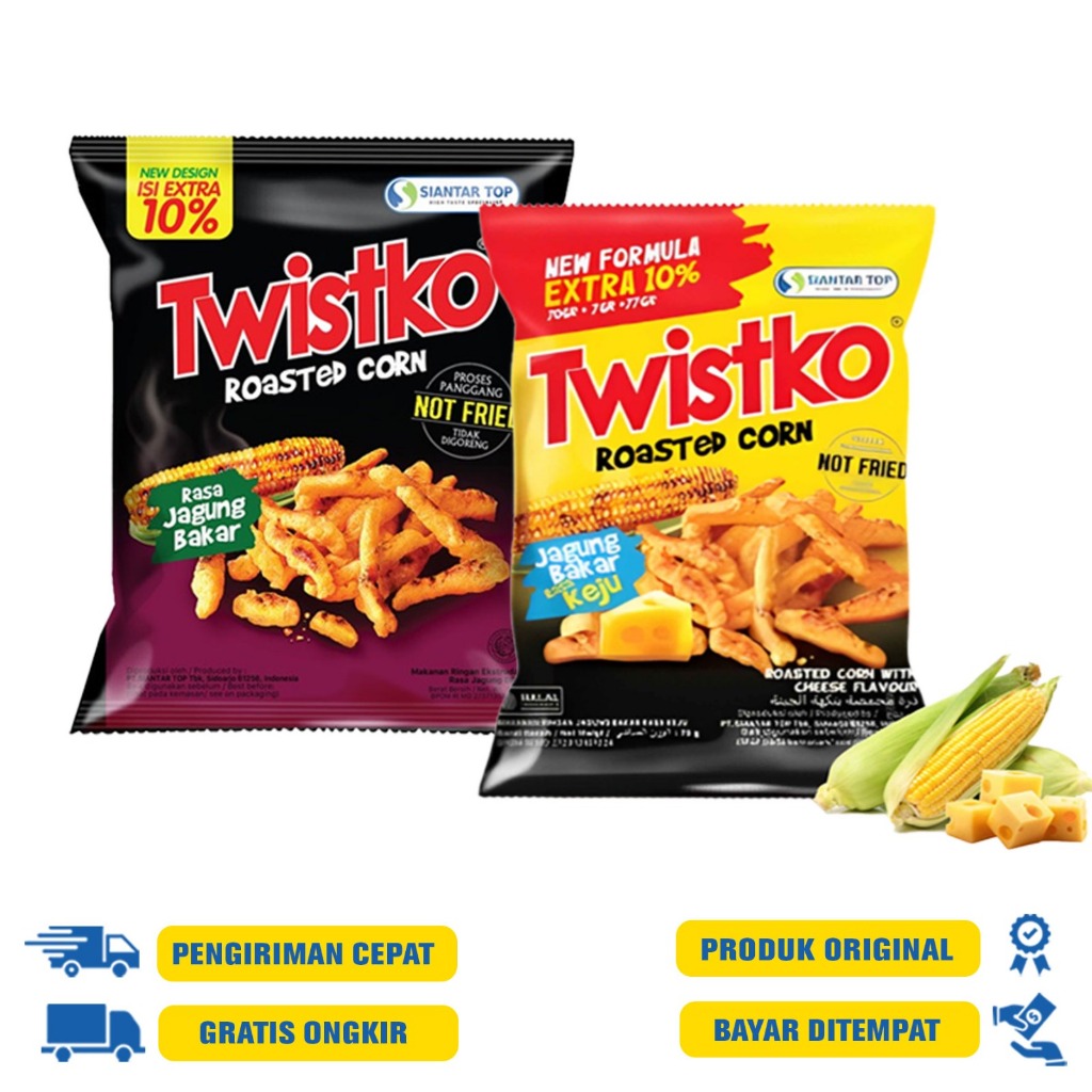 

Twistko Roasted Corn Snack Jagung Bakar Enak 70 GR - Jagung Bakar | Keju Bakar