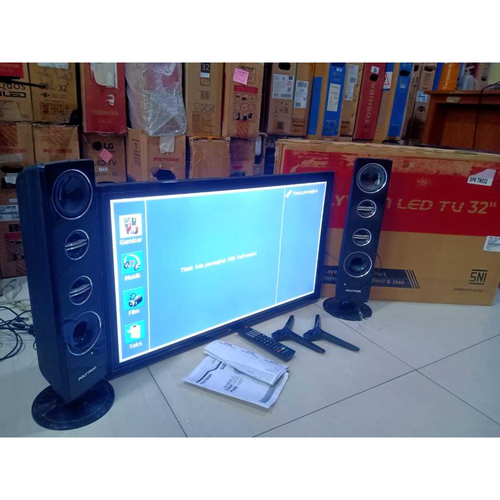 TV SECOND POLYTRON 32 INCH SPEAKER TOUWER DIGITAL HDMI USB KONDISI NORMAL SIAP PAKAI 5178F