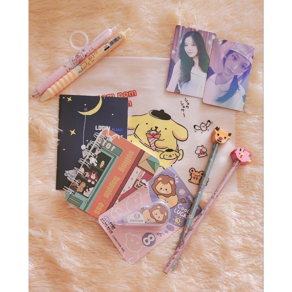 

stationary kit PC photocard bolpoin scrapbook pensil penghapus ziplock correction tape tipe x