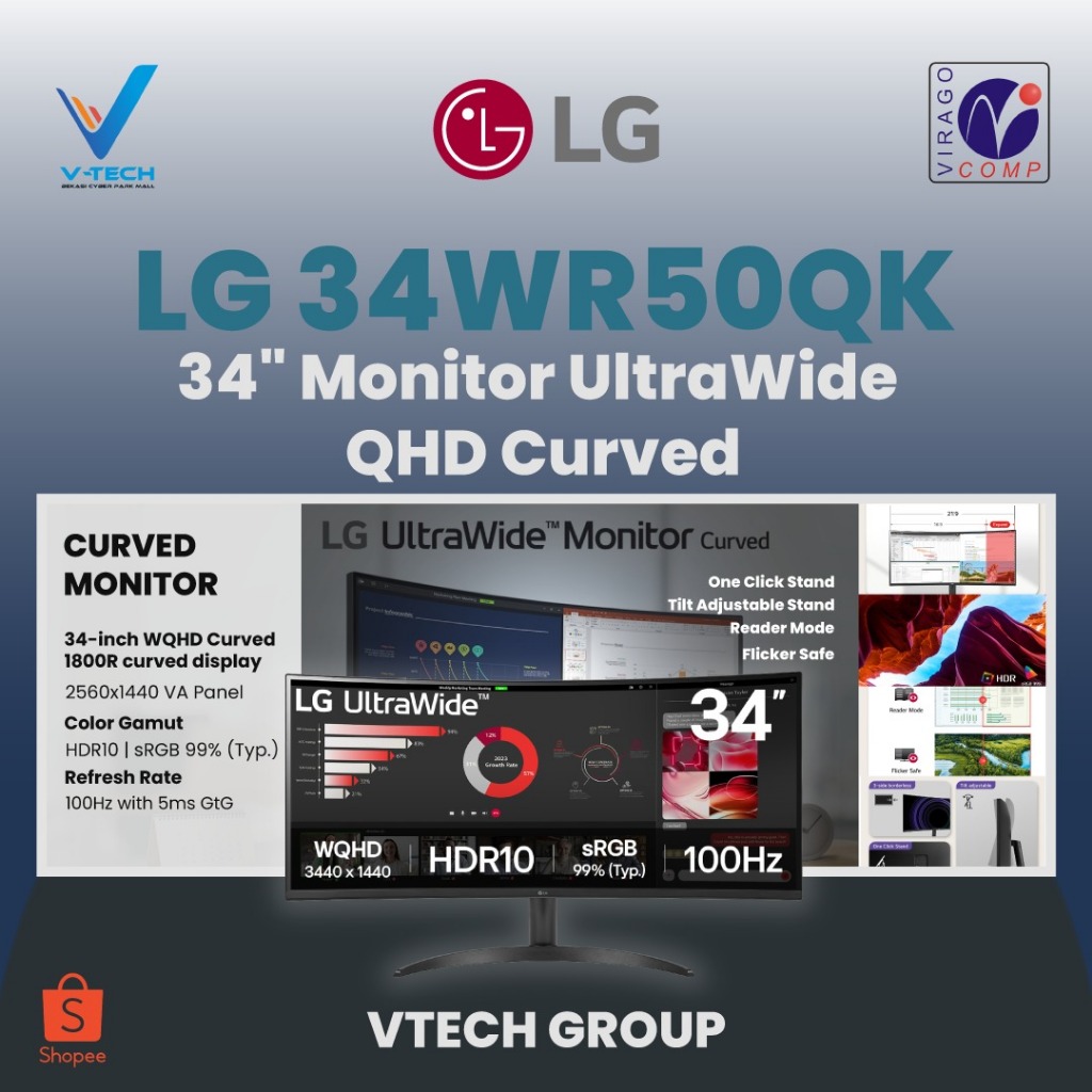 LG Monitor UltraWide QHD Curved 34" 4WR50QK