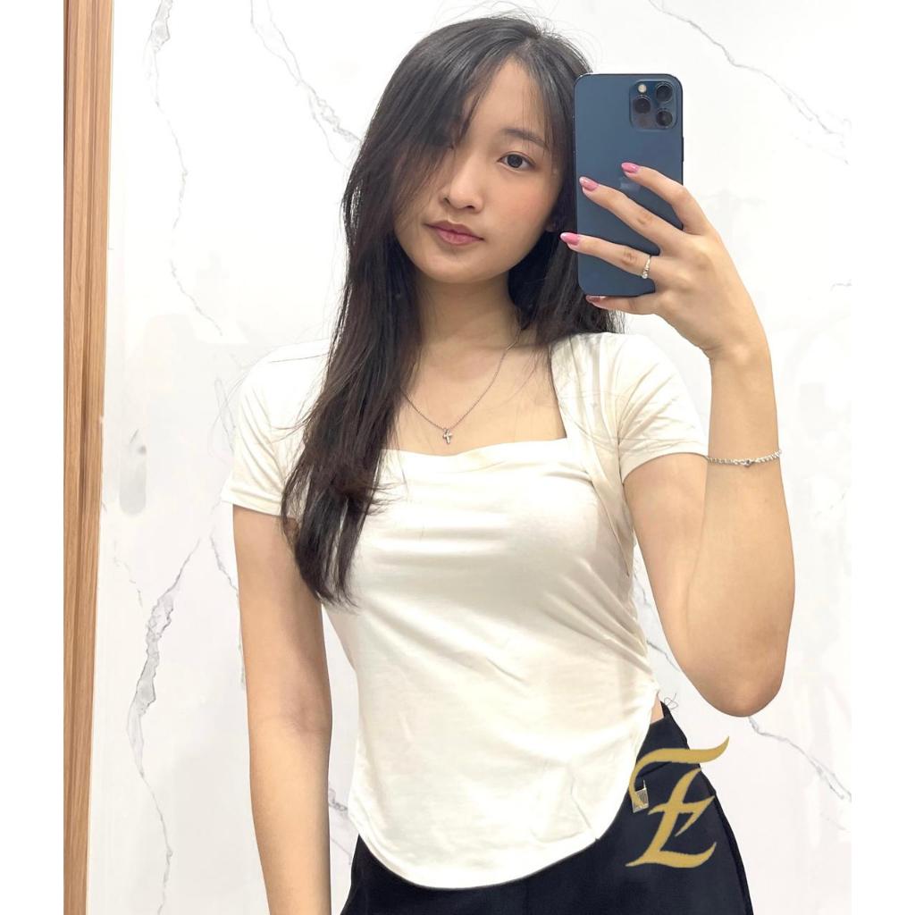 fenlisz / kaos wanita oval lengan pendek / blouse wanita lengan pendek 6028