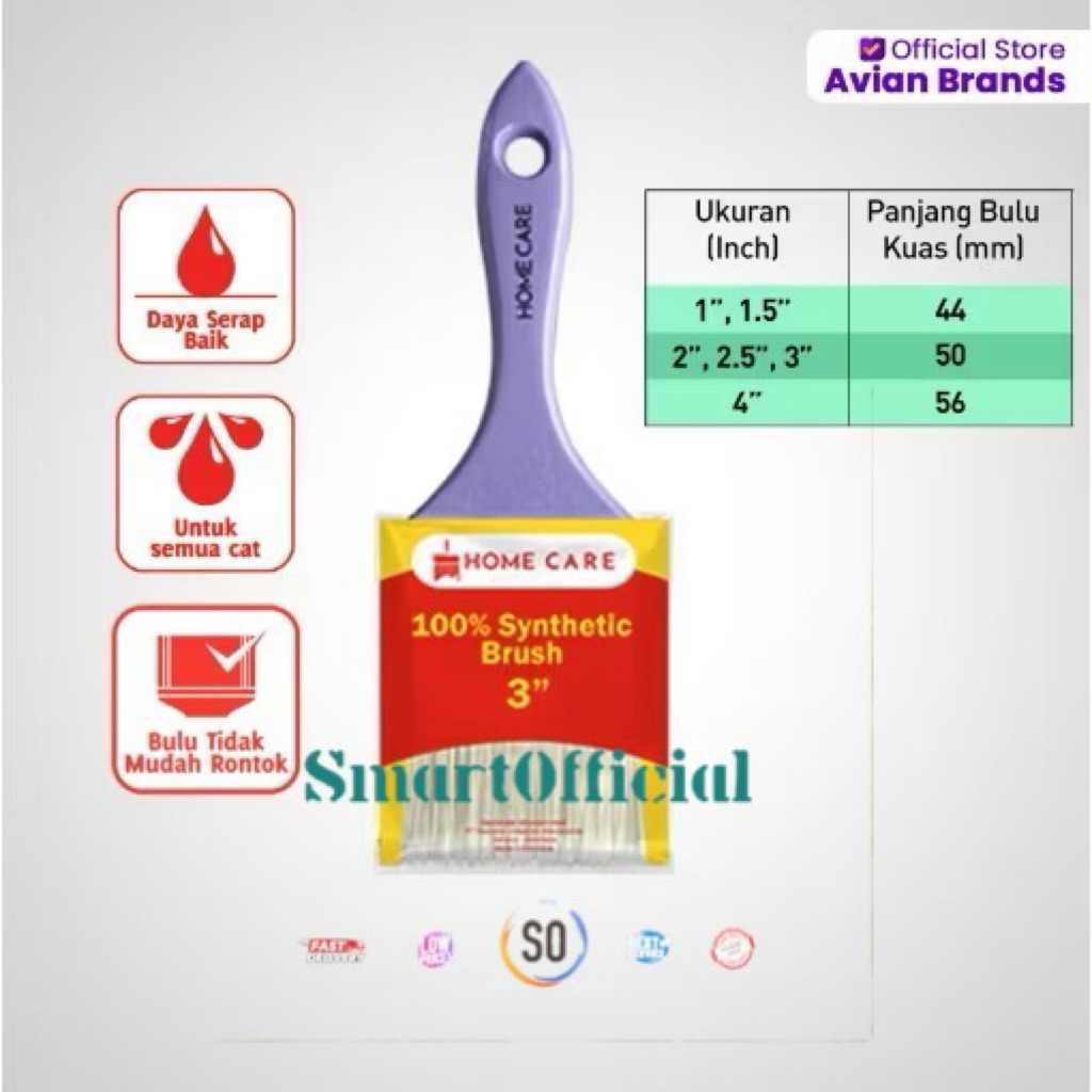 

KUAS TANGAN CAT KAYU BESI DAN TEMBOK SYNTHETIC BRUSH HOMECARE