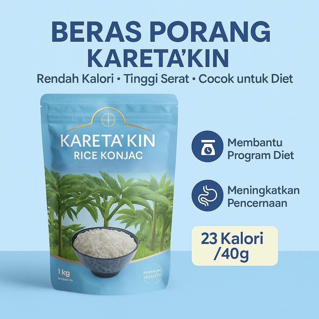 

KARETA' KIN Beras Porang Instan Pouch 10x1KG – Nasi Shirataki Konjac Rice