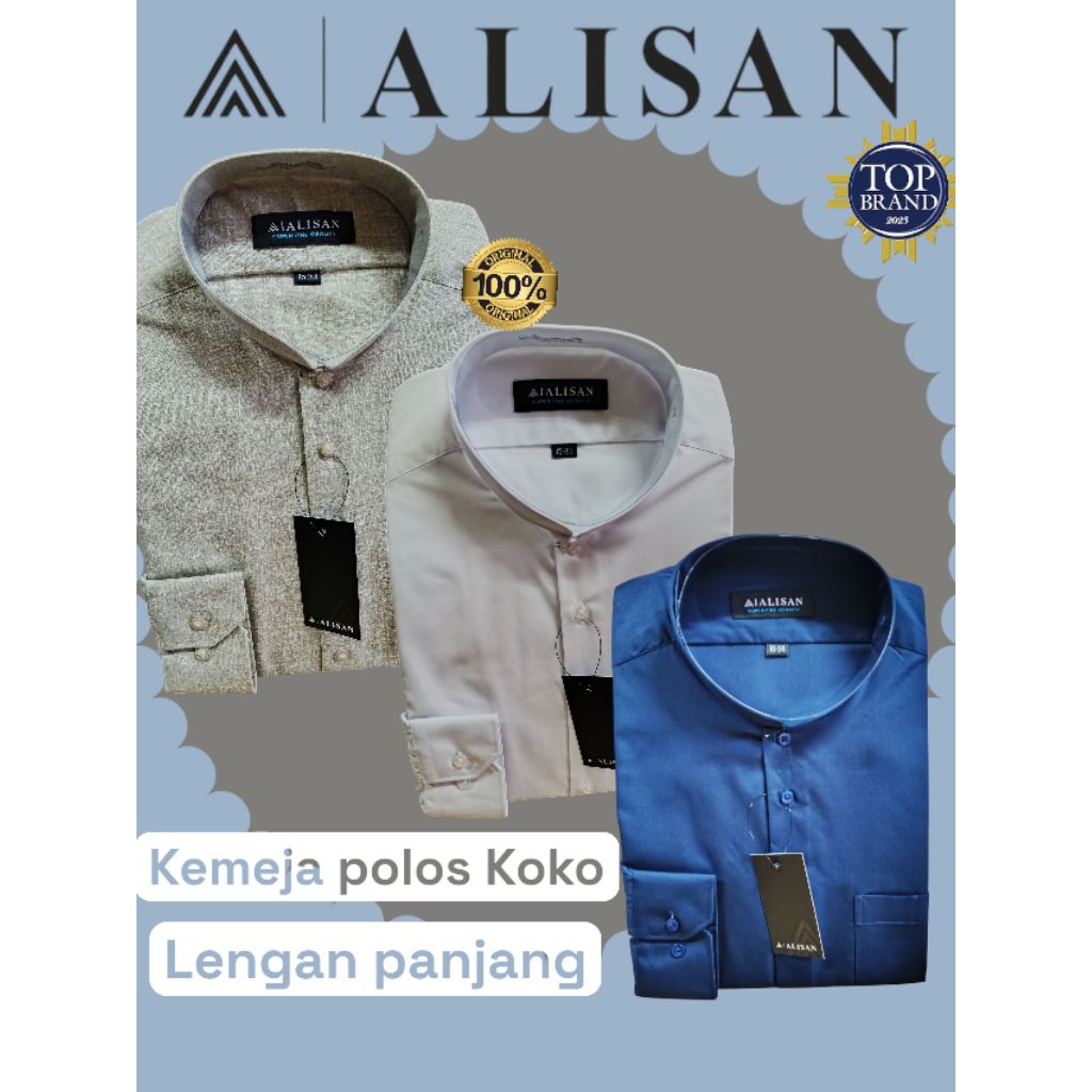 kemeja alisan Krah Koko/Shanghai lengan panjang reguler 100% original