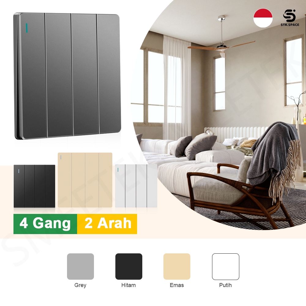 STK Saklar Switch On Off  4 Gang 2 Arah Listrik Sakelar Saklar Rumah Dinding Aesthetic Switch On Off