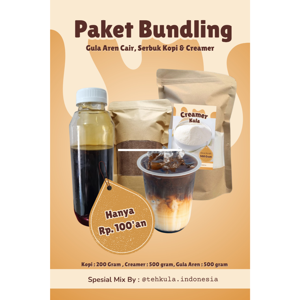 

Paket Bundling Kopi Susu l Bubuk Kopi Espresso l Gula Aren Cair l Bubuk Creamer