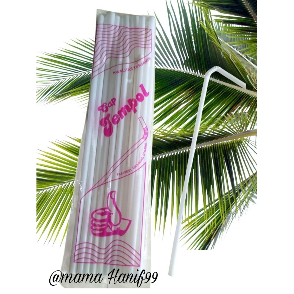 Sedotan Plastik Bengkok Tekuk Putih