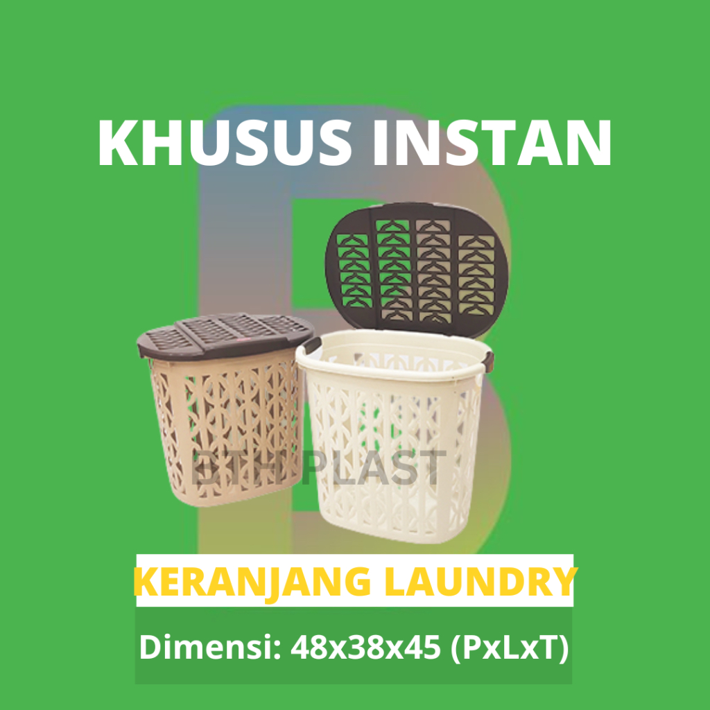 KERANJANG LAUNDRY - Keranjang Baju Kotor / Keranjang Pakaian Tutup Plastik / Keranjang Pakaian Kotor