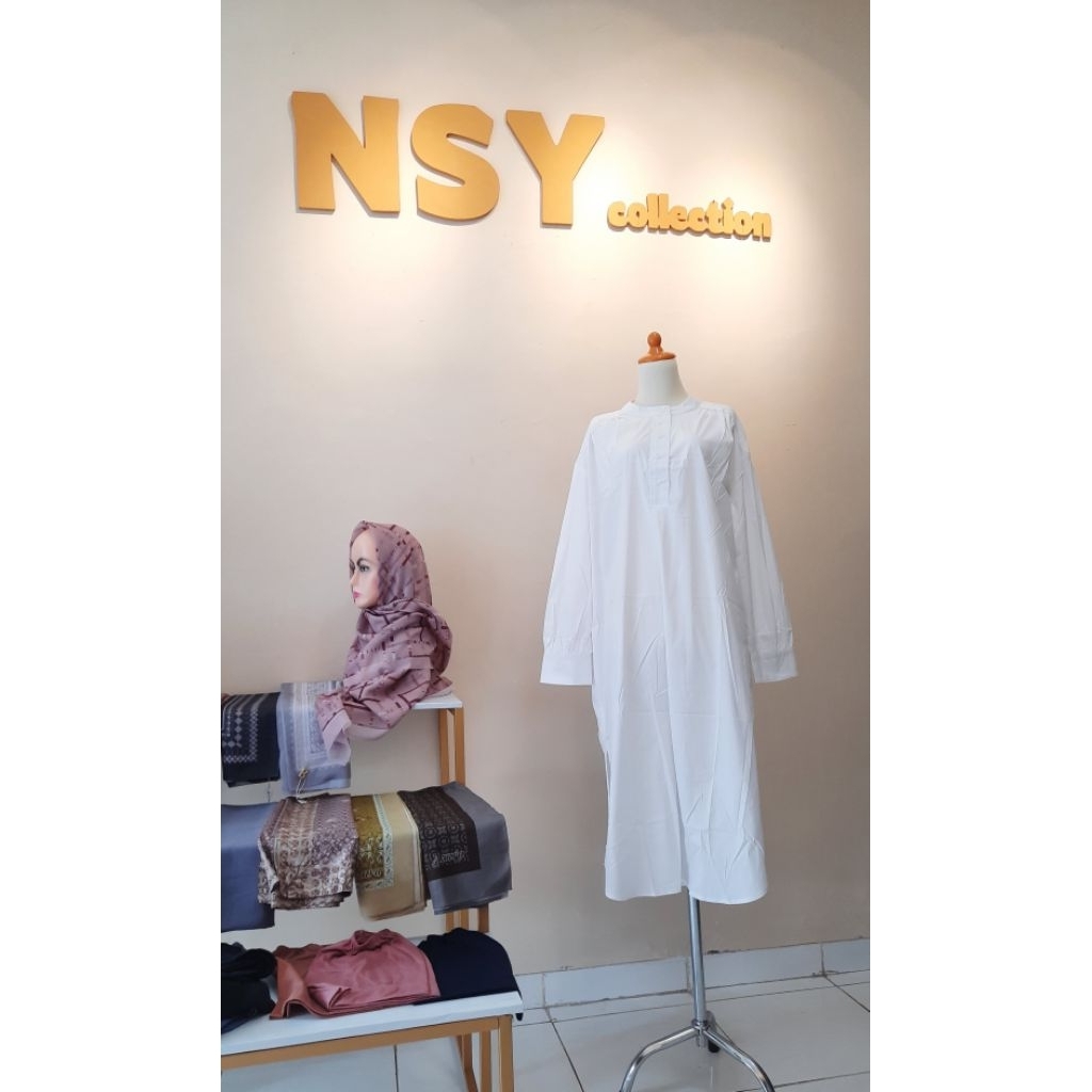 Tunik panjang off white putih Hush Puppies Original // sale barang branded // sisa produksi