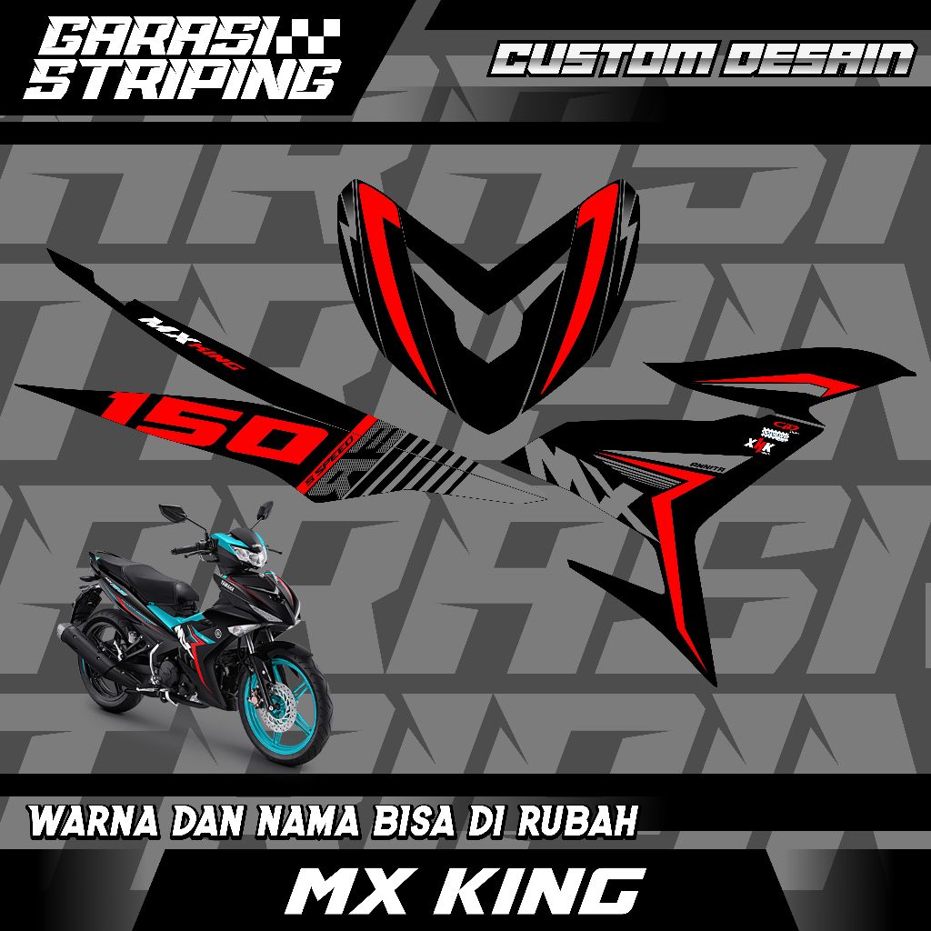 STRIPING CUSTOM VARIASI TRANSPARAN MX KING  STICKER VARIASI MOTIF TERBARU KEREN MERAH