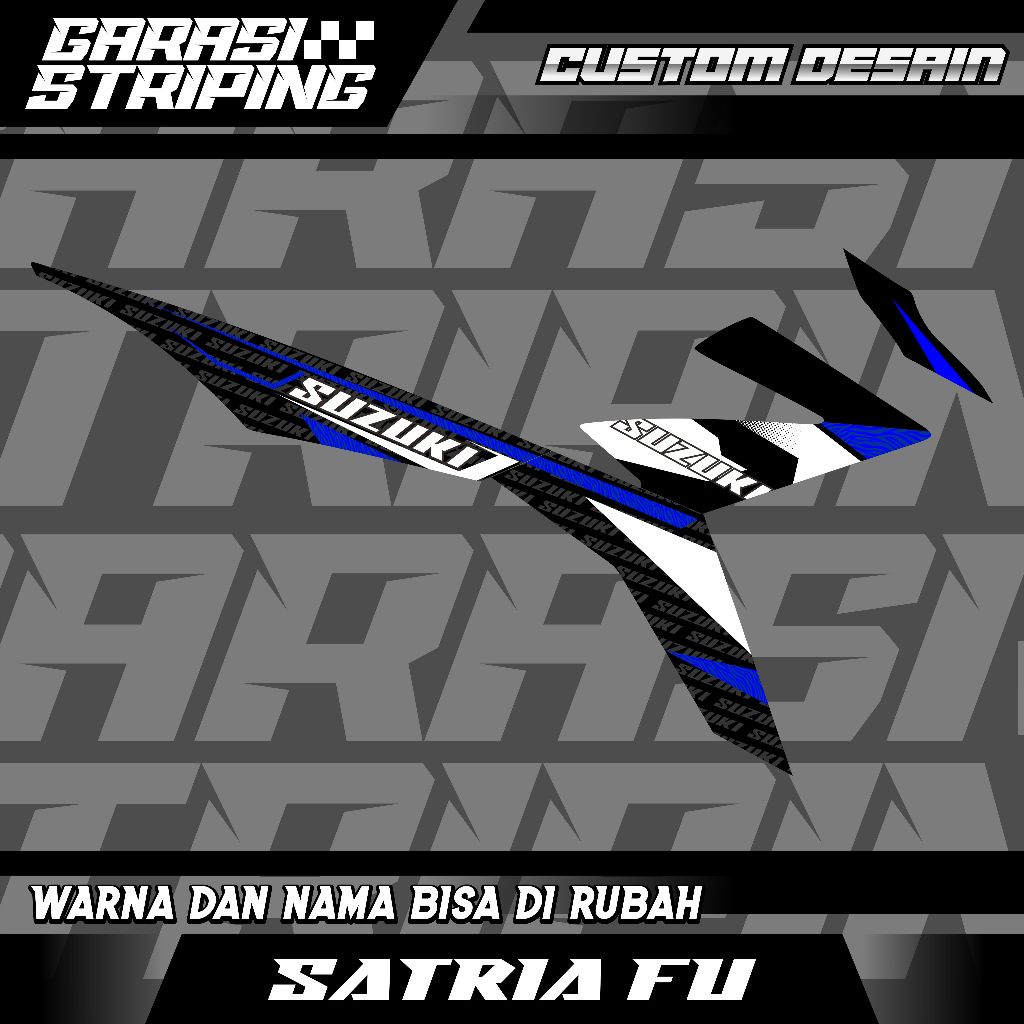 STRIPING CUSTOM VARIASI TRANSPARAN SATRIA FU FI  STICKER VARIASI MOTIF TERBARU KEREN BIRU PURIH