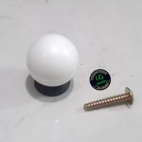 Handle Knop Bulat Plastik PUTIH / Tarikan Pegangan Laci Lemari...Perbiji
