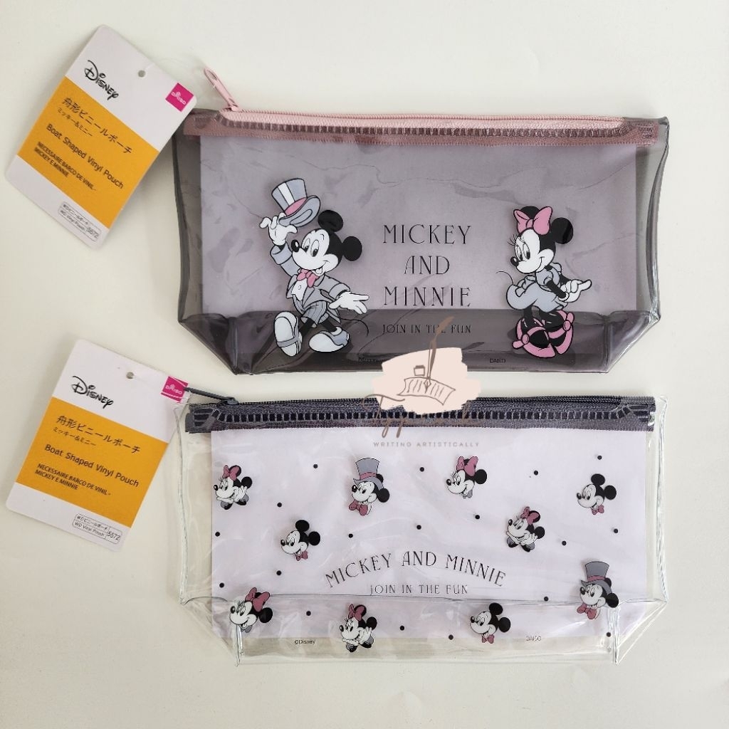 

MICKEY AND MINNIE MOUSE BOAT SHAPED VINYL POUCH PENCIL CASE MAKE UP POUCH TEMPAT PENSIL DISNEY DAISO