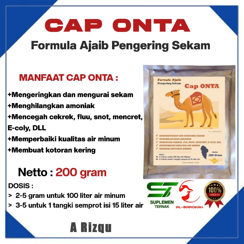 CAP ONTA - Pengering Sekam - Obat Cekrek - Ngorok - Snot - Crd - Obat Ayam Broiler - Vitamin Ayam Br