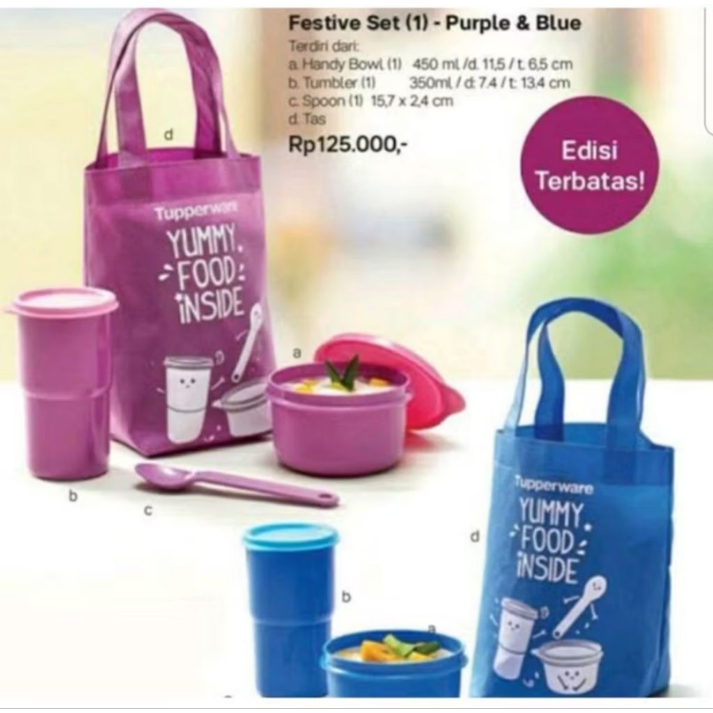 Tupperware festive set warna biru