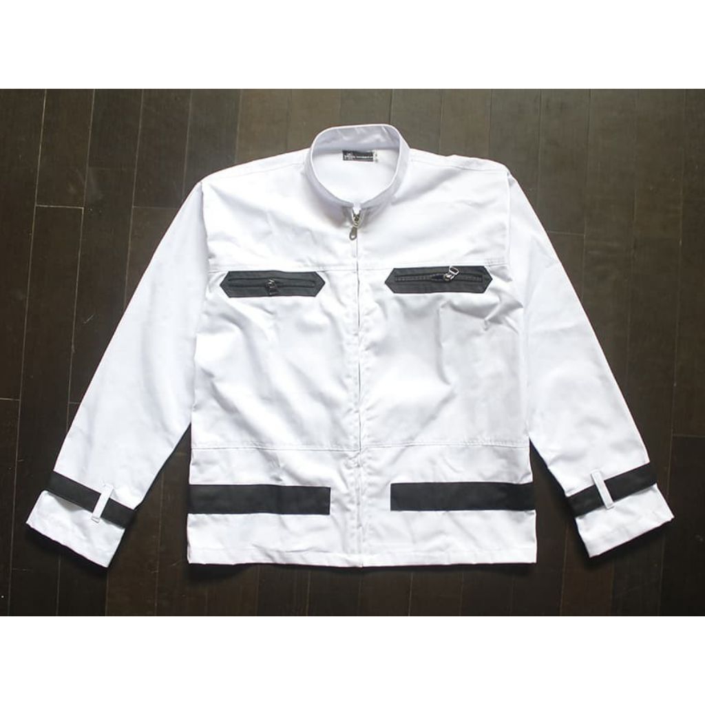 Jaket Pria Putih kombinasi hitam