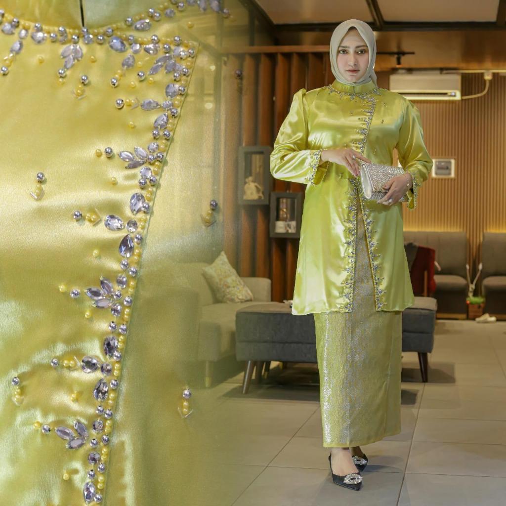 Kebaya Kurung Melayu Lily Kebaya Kurung Payet Mutiara Rok Songket Baju Kebaya Kurung Melayu Premium