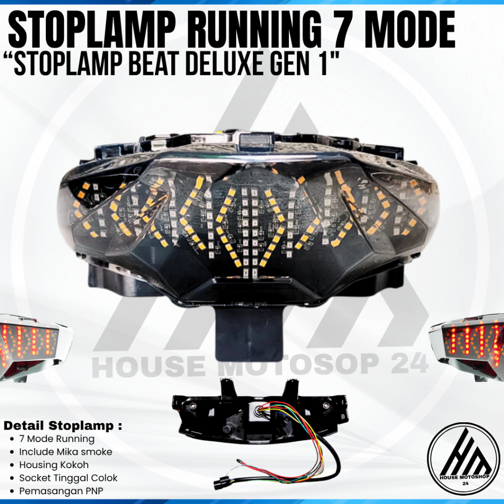 Stoplamp running beat deluxe lampu belakang running beat mika smoke beat deluxe lampu stop running